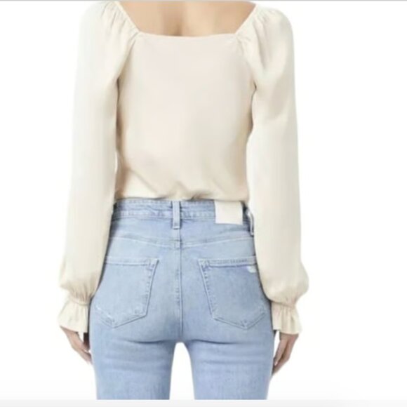 Paige Andreya Silky Long Sleeve Thong Bodysuit NWT Women's Sz L Ecru/Cream - Picture 4 of 10